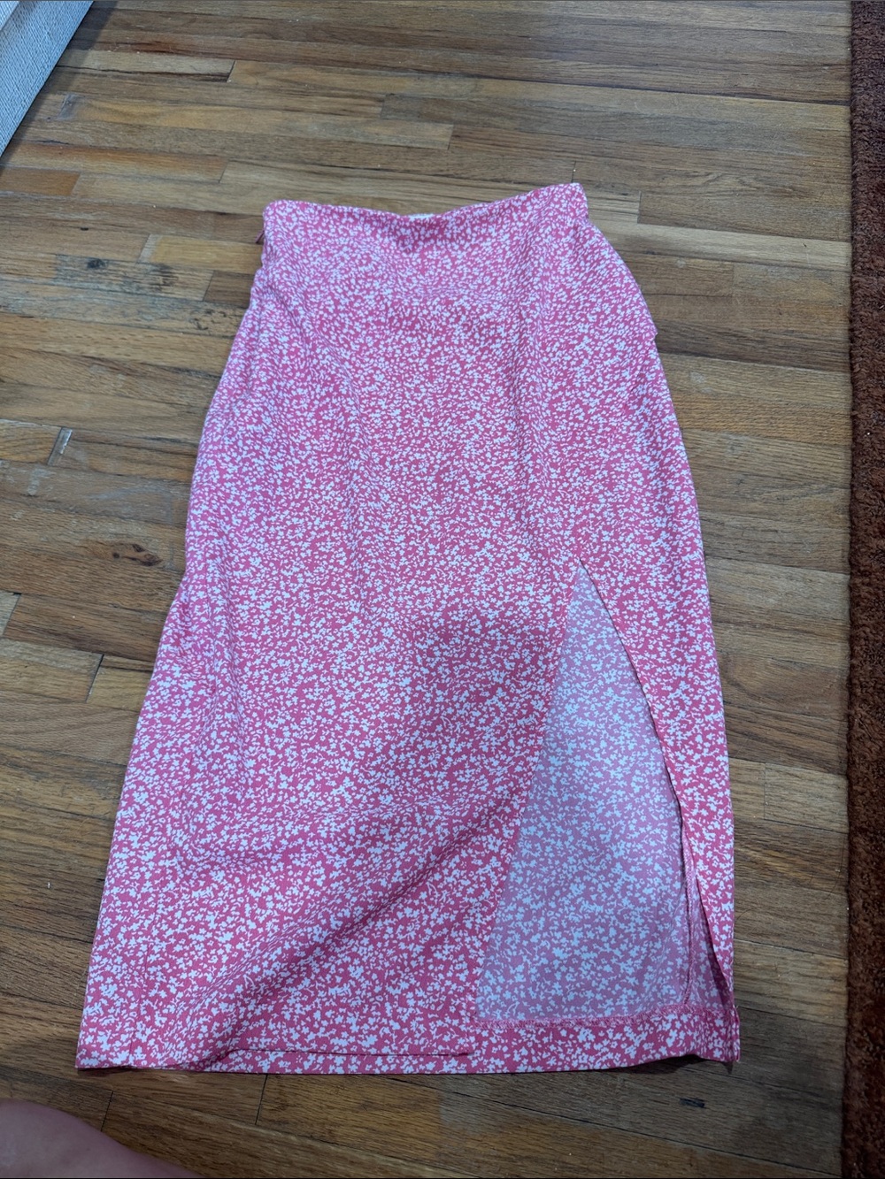Abercrombie & Fitch Women's Pink Floral Midi Skirt with Side Slit